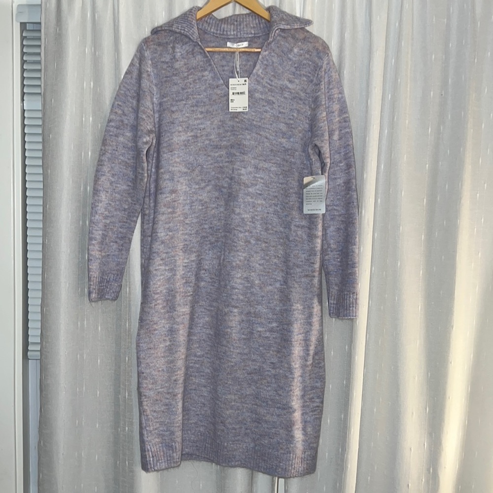 NWT Stitchdrop Ribbed Collar Sweater Dress, Size Medium